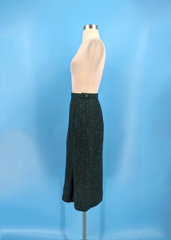 Vintage 50s Green Tweed Jantzen XS Pencil Wiggle … - image 3