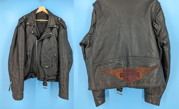 Harley-Davidson ヴィンテージライダースジャケット Harley Davidson Men Vintage VICTORY LANE Leather Jacket Orange