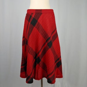 Vintage Seventies Red Plaid Set 1970s Wool Blend Top and Skirt Set 70s Dolman Sleeve Blouse and Midi Skirt Set Medium image 9