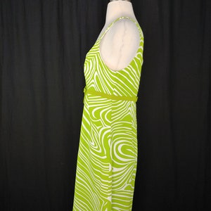 Vintage Y2K Geary Roark Kamisato Mod Revival Neon Green Swirl Dress 2000 Size 10 Sleeveless Shift Mini Dress image 4