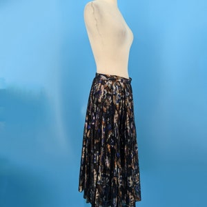 Vintage 80s XS Metallic Floral Mid Length Skirt Eighties Evan-Picone Midi Skirt image 5