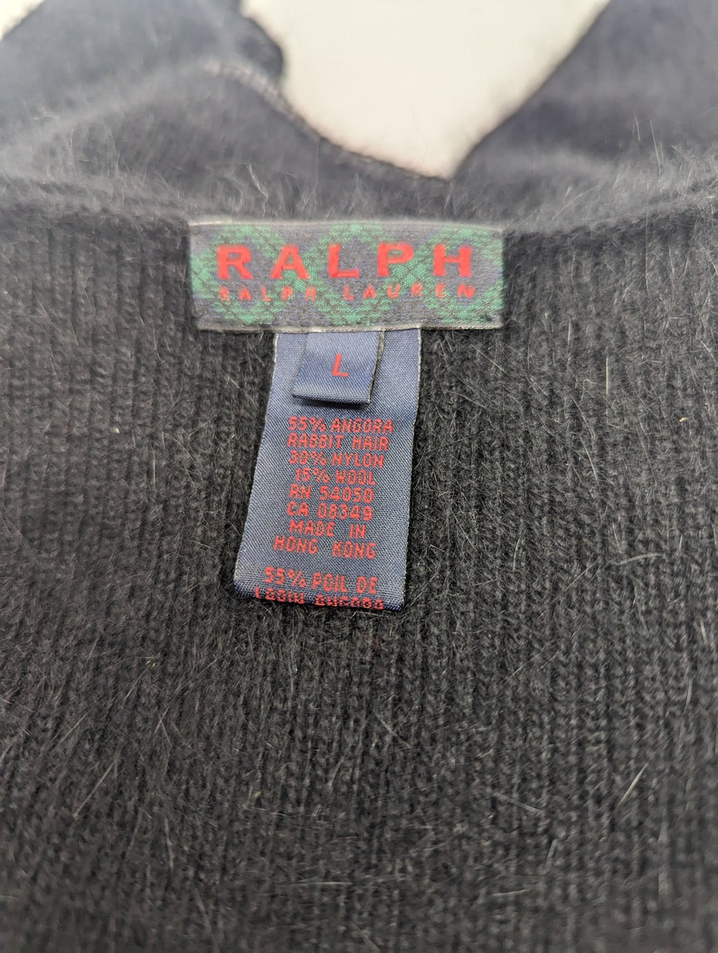 Y2K Ralph Ralph Lauren Black Angora Sheath Dress and Cardigan Set Medium image 9