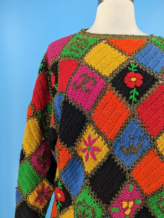 90 Handknit for the Limited Medium Colorful Pullover Sweater