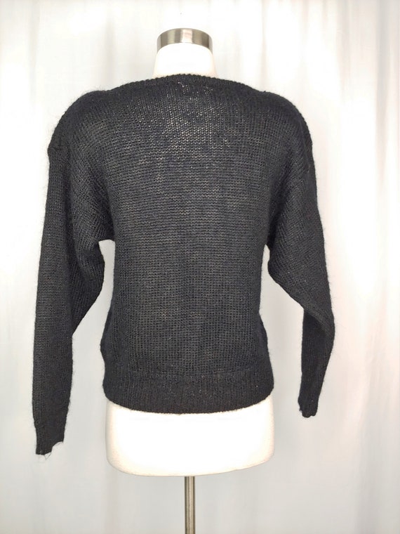 Vintage Eighties Small Black Knit Mohair Blend Bo… - image 4