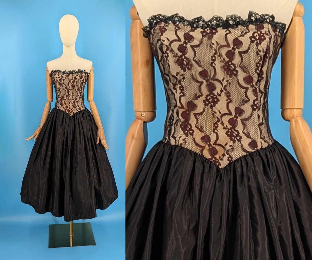 Vintage 80s Gunne Sax Jessica Mcclintock XS Strapless Lace Prom Dress ...