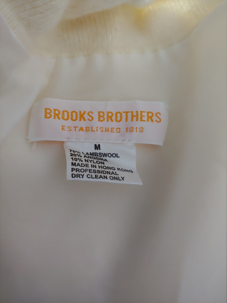 Vintage Brooks Brothers Cream Beaded Wool and Angora Cardigan Vintage Medium Peal Button Embellished Cardigan Sweater image 3