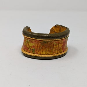 Diane Fitzgerald 70s Yellow Leather Butterfly Cuff Bracelet Made in La Jolla California image 2