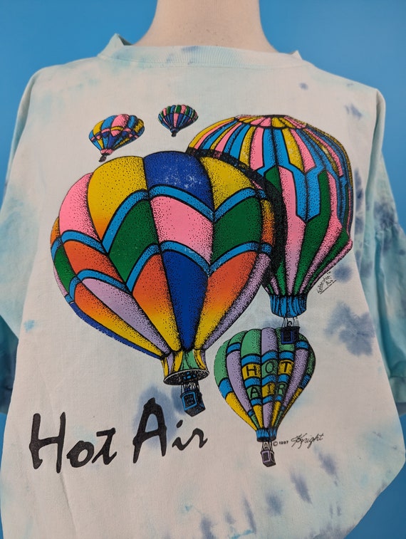 Vintage 80s Small Hot Air Balloon Screen Printed … - image 2
