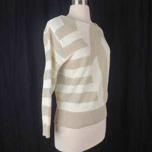 Vintage 80s Acrylic Knit Sweater Eighties Medium Pullover Geometric Knit Blouse image 7