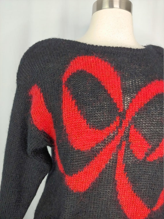 Vintage Eighties Small Black Knit Mohair Blend Bo… - image 2