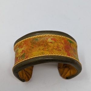 Diane Fitzgerald 70s Yellow Leather Butterfly Cuff Bracelet Made in La Jolla California image 3