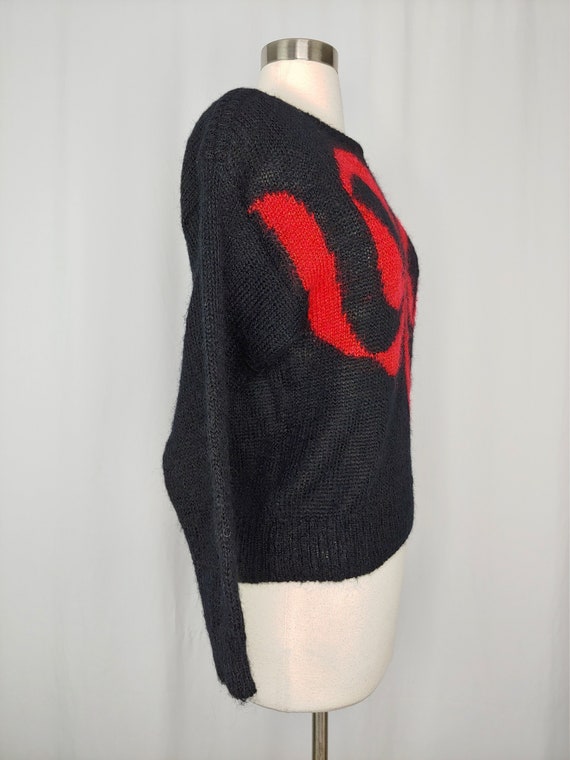 Vintage Eighties Small Black Knit Mohair Blend Bo… - image 5