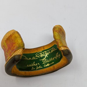 Diane Fitzgerald 70s Yellow Leather Butterfly Cuff Bracelet Made in La Jolla California image 5