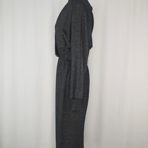 Vintage Eighties Gray Knit St Gillian Kay Unger Long Sleeve Dress 80s Medium Faux Wrap Dress image 3