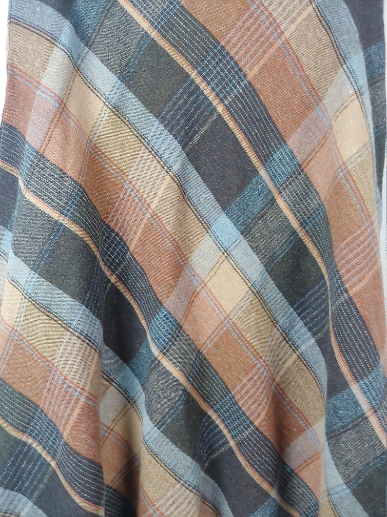 1970s Large A-line Knee Length Skirt 70s Plaid Wool Skirt Vintage Seventies Plaid Wool Skirt