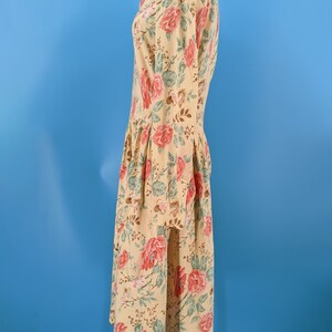 Vintage 90s Talbots Large Cotton Yellow Rose Print Long Sleeve Dress image 3