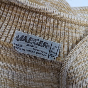 Vintage 70s Jaeger London Spacedye Silk Wool Pullover Sweater Seventies Tan Small Mockneck Keyhole Sweater image 6