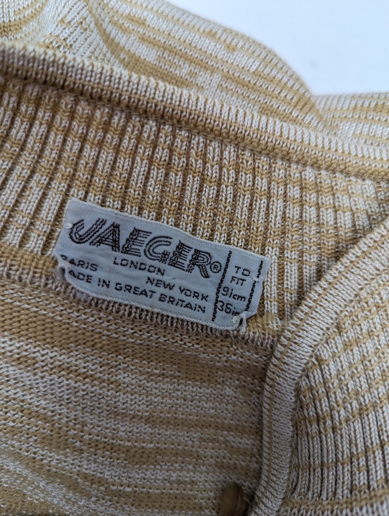 Vintage 70s Jaeger London Spacedye Silk Wool Pullover Sweater Seventies Tan Small Mockneck Keyhole Sweater image 6