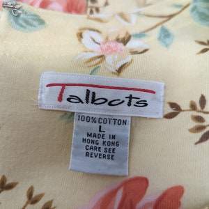 Vintage 90s Talbots Large Cotton Yellow Rose Print Long Sleeve Dress image 6
