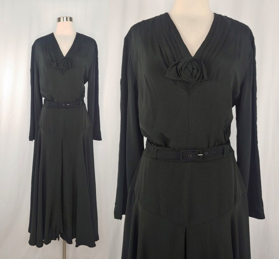 Vintage Eighties Does Forties Black Rayon Blend L… - image 1