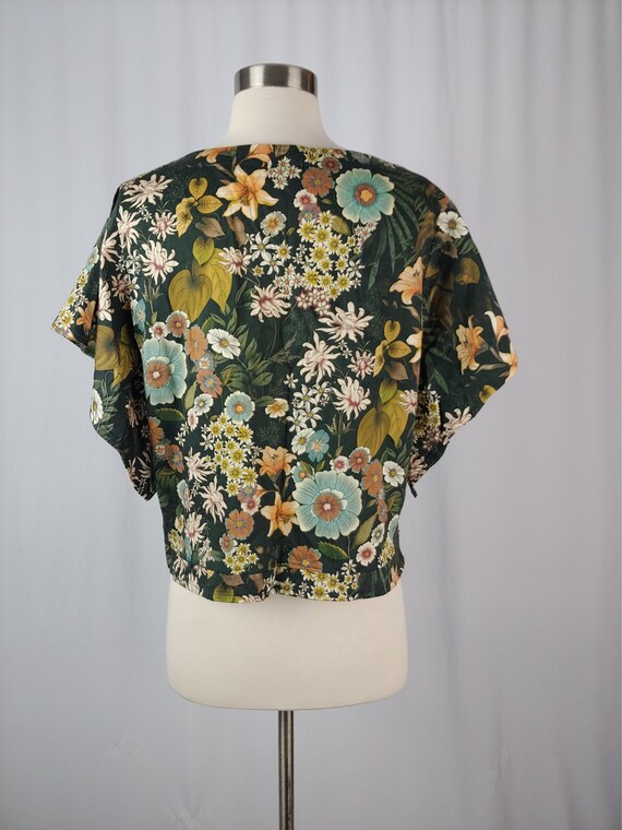 Vintage 70s 80s Handmade Floral Print Short Sleev… - image 5