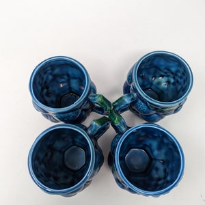 Vintage 60s Inarco Japan Blue Fruit Bowl Set of Four Mugs image 5