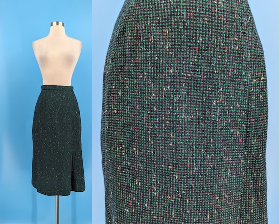 Vintage 50s Green Tweed Jantzen XS Pencil Wiggle … - image 1