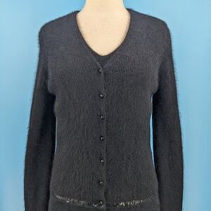 Y2K Ralph Ralph Lauren Black Angora Sheath Dress and Cardigan Set Medium image 2