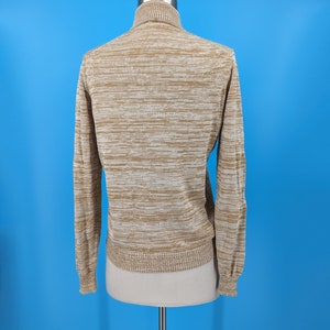 Vintage 70s Jaeger London Spacedye Silk Wool Pullover Sweater Seventies Tan Small Mockneck Keyhole Sweater image 5