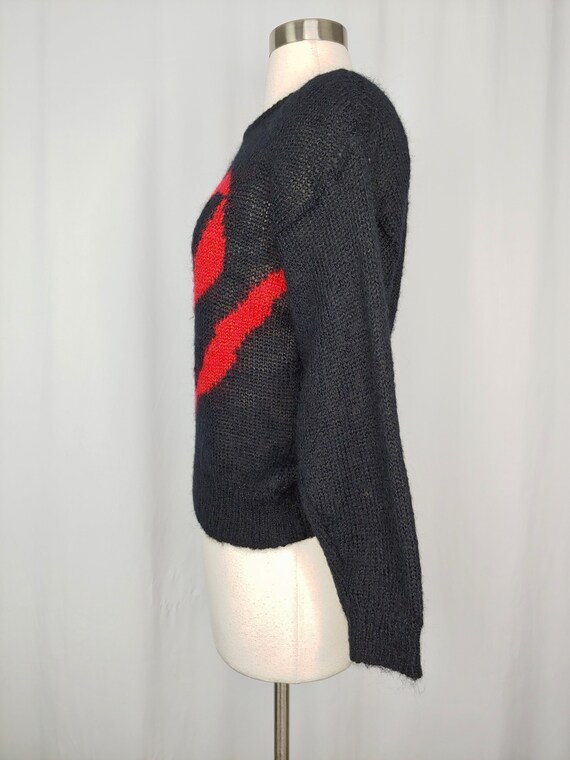 Vintage Eighties Small Black Knit Mohair Blend Bo… - image 3