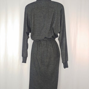 vintage Eighties Gray Knit St Gillian Kay Unger Robe à manches longues 80s Medium Faux Wrap Dress image 4