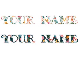 Floral Name Clipart – Editable Flower Text PNG Bundle (Digital Download)