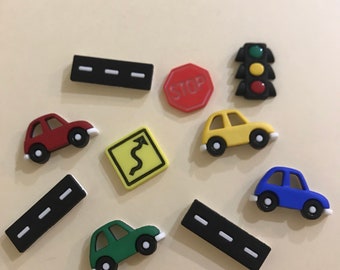 On The Road Again Magnets / Set of Ten Transportation Theme Magnets / Car Magnets / Kids Magnets / Boy Theme Birthday Party