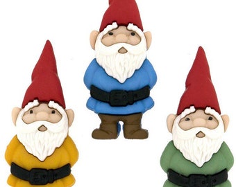Imanes de gnomos de jardín / Juego de tres imanes / Imanes de gnomos / Regalo para anfitriones / Regalo de inauguración de casa / Imanes de oficina