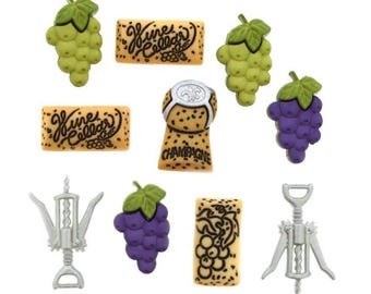 Wine Country Magnets / Set of Nine Magnets / Theme Magnets / Uncorked Magnets / Grape Magnets / Fridge Magnets / Office Magnets