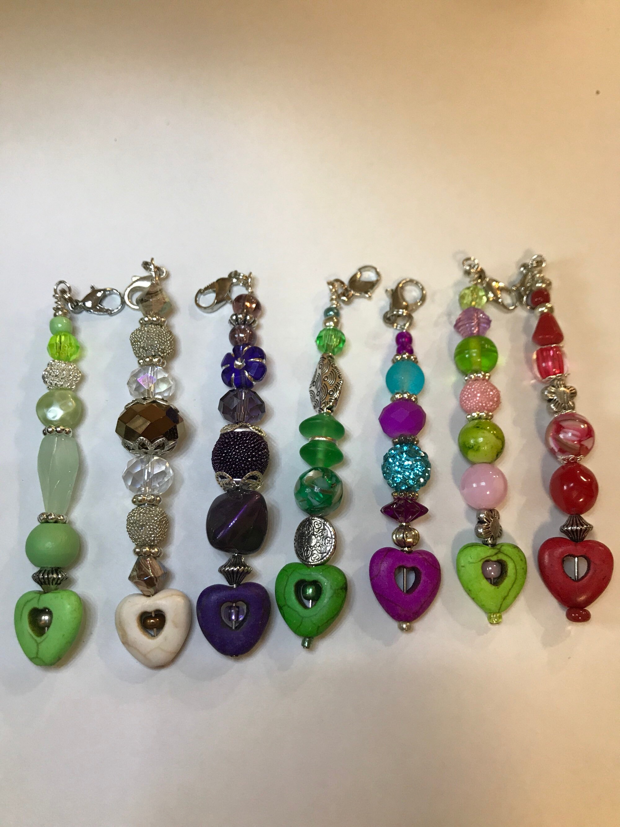 Heart Beaded Zipper Pull / Purse Charm / Bag Fob Etsy