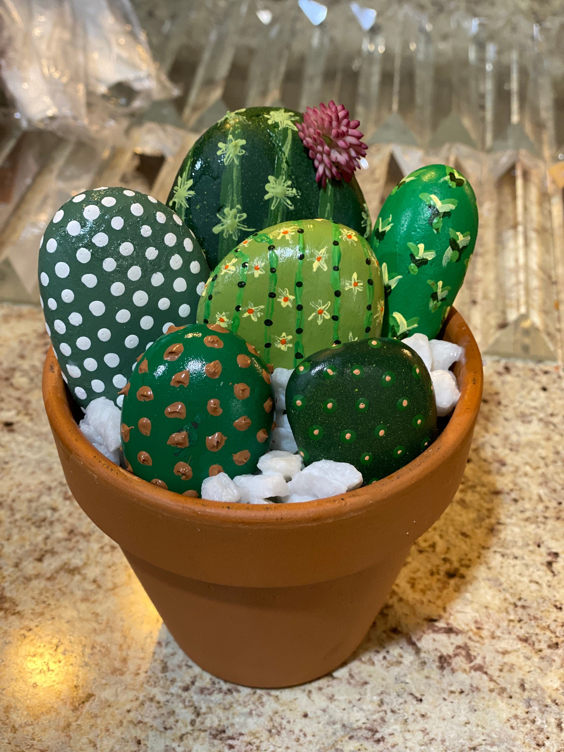 Hand Painted River Rocks /painted Rocks/ Hand Painted Cactus Pot Garden /  Housewarming Gift / Teacher Gift - Etsy