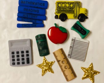 Imanes para estuches de lápices / Juego de diez imanes escolares / Regalo para profesores / Agradecimiento a los profesores