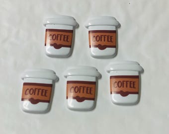 Imanes de café / Juego de cinco imanes / Imanes de comida / Regalo para anfitriones / Regalo de inauguración de casa / Imanes de oficina