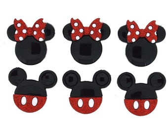 Imanes con purpurina de Mickey y Minnie de DISNEY / Imanes de Mickey / Juego de seis imanes de DISNEY / Imanes de animales / Mickey Mouse