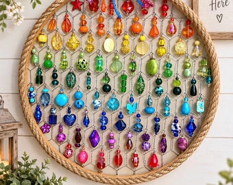 Atrapasueños grande de cuentas arcoíris, arte de ventana arcoíris hecho a mano, atrapasueños colorido de 33 cm, decoración bohemia para el hogar, regalo arcoíris, decoración del orgullo