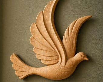 Wooden Dove: Holy Spirit Religious Decor Hand Carved Finished
