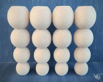 Woodturned Ball Leg SET of 4: Handcrafted Sofa, Table, Chair, Bedsidetable Feet