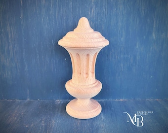 Hand-Turned Wooden Finial | Beech Wood, DIY Furniture Topper