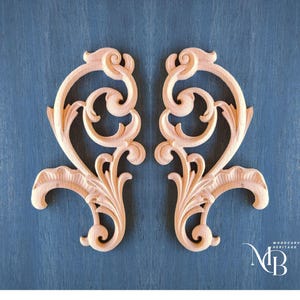 Acanthus Wood Onlay Appliqué Set: Baroque Victorian Furniture Trim