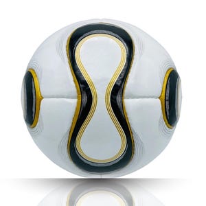 White & Gold Wave Pattern Soccer Ball | Size 5 | Premium PU Leather | Hand Stitched Training Football
