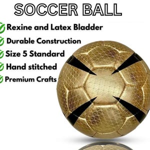 Golden Classic Soccer Ball | Hand Stitched | Size 5 | Premium Quality Football for Training & Play