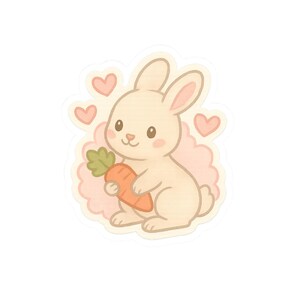Adesivi a forma di coniglietto con carota, adorabili adesivi a forma di coniglio per Pasqua, decorazioni primaverili, regali carini, adesivi per laptop, decorazioni kawaii
