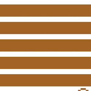 May include: Pixelated illustration of a dachshund dog in shades of brown and black. The dog's body is elongated, with a small head and a curled tail. The design is simple and graphic, with a white background.