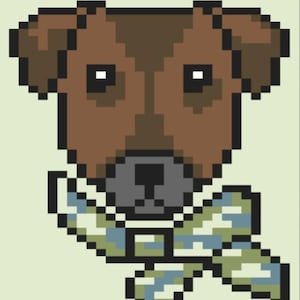 Dog with Scarf Chunky Finger Knit Blanket Pattern Grid 60 x 31